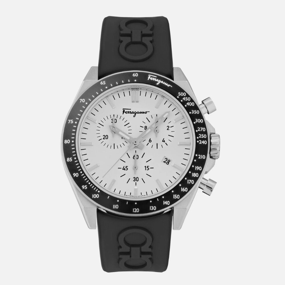 Ferragamo Mens Stainless Steel 43mm Strap Watch